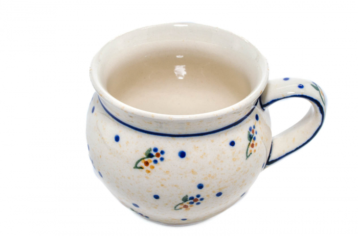 Cana ceramica smaltuita pentru pentru ceai / cafea / vin fiert Little Flowers, in forma de "balon", pictata manual, 320 ml [3]