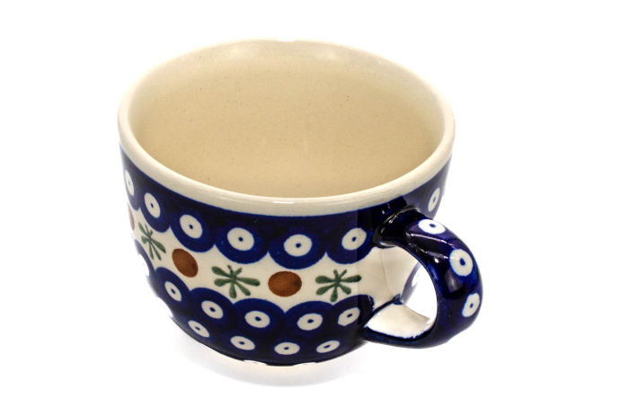 Cana pentru cafea Blue Eyes Festive, ceramica smaltuita, pictata manual, 350 ml [2]