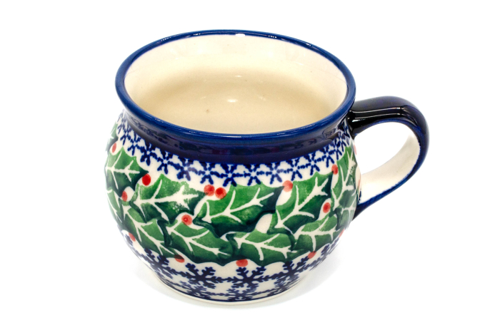 Cana pentru cafea/ceai/vin fiert Mistletoe in forma de "balon", ceramica smaltuita, pictata manual, 420 ml [3]