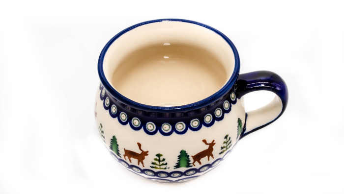 Cana pentru cafea/ceai/vin fiert Reindeer in forma de "balon", ceramica smaltuita, pictata manual, 420 ml [4]