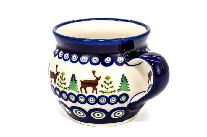 Cana pentru cafea/ceai/vin fiert Reindeer in forma de "balon", ceramica smaltuita, pictata manual, 420 ml [5]