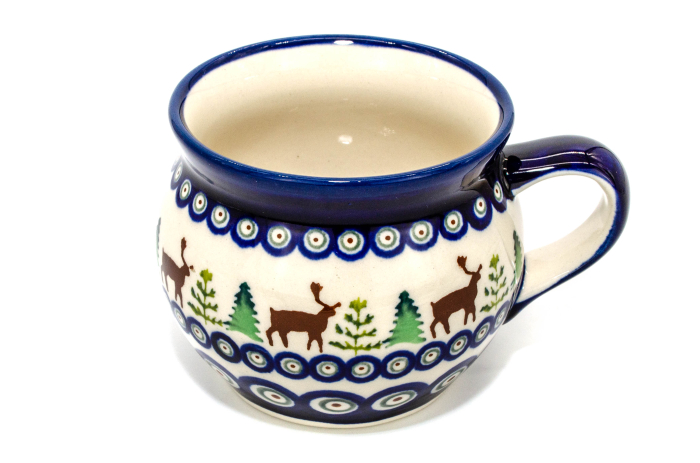 Cana pentru cafea/ceai/vin fiert Reindeer in forma de "balon", ceramica smaltuita, pictata manual, 420 ml [3]