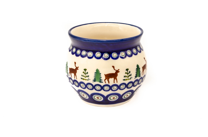 Cana pentru cafea/ceai/vin fiert Reindeer in forma de "balon", ceramica smaltuita, pictata manual, 420 ml [3]