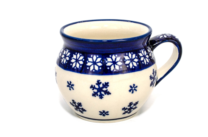 Cana pentru cafea/ceai/vin fiert Snowflakes in forma de "balon", ceramica smaltuita, pictata manual, 320 ml [5]