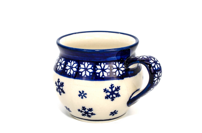 Cana pentru cafea/ceai/vin fiert Snowflakes in forma de "balon", ceramica smaltuita, pictata manual, 320 ml [4]