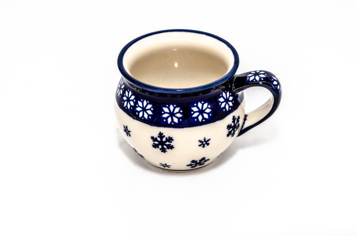 Cana pentru cafea/ceai/vin fiert Snowflakes in forma de "balon", ceramica smaltuita, pictata manual, 320 ml [2]