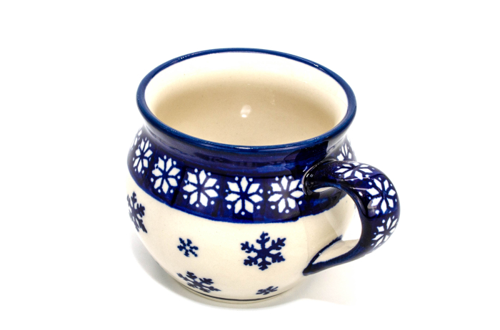 Cana pentru cafea/ceai/vin fiert Snowflakes in forma de "balon", ceramica smaltuita, pictata manual, 320 ml [3]