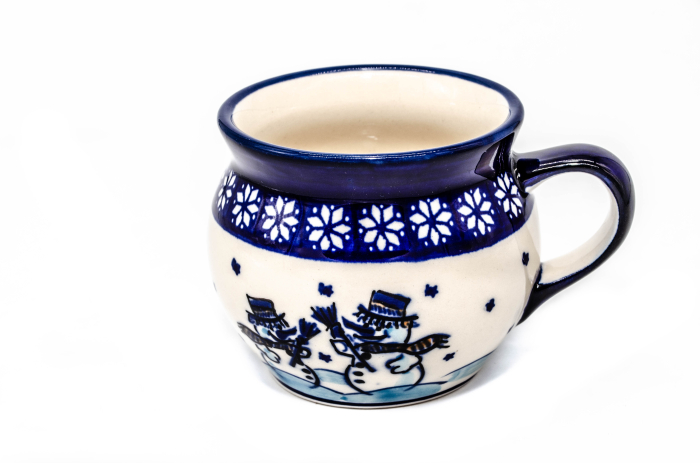 Cana pentru cafea/ceai/vin fiert Snowman Pair in forma de "balon", ceramica smaltuita, pictata manual, 420 ml [2]