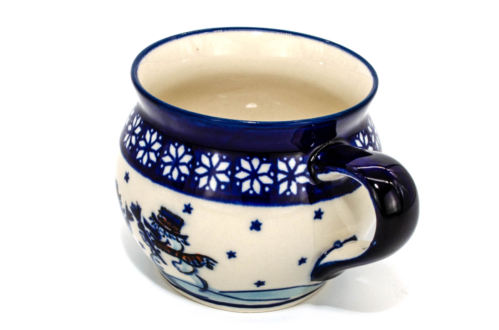 Cana pentru cafea / ceai / vin fiert Snowman Pair in forma de "balon", ceramica smaltuita, pictata manual, 420 ml [3]