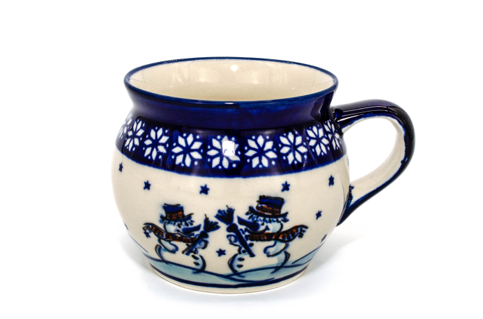 Cana pentru cafea / ceai / vin fiert Snowman Pair in forma de "balon", ceramica smaltuita, pictata manual, 420 ml [5]