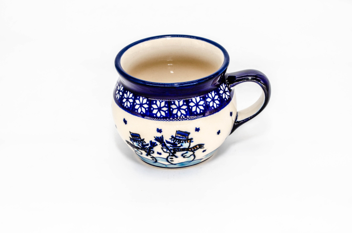 Cana pentru cafea/ceai/vin fiert Snowman Pair in forma de "balon", ceramica smaltuita, pictata manual, 420 ml [3]