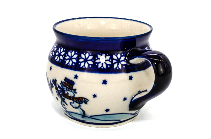 Cana pentru cafea / ceai / vin fiert Snowman Pair in forma de "balon", ceramica smaltuita, pictata manual, 420 ml [4]