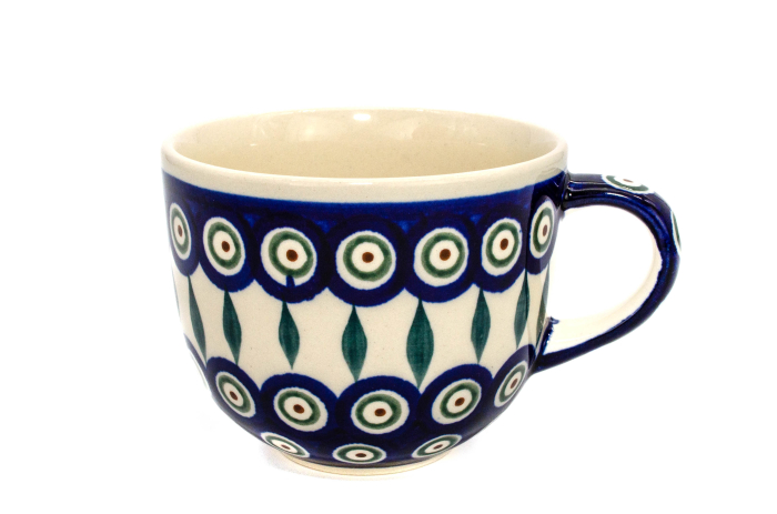 Cana pentru cafea Peacock Tear Drops, ceramica smaltuita, pictata manual, 350 ml [2]