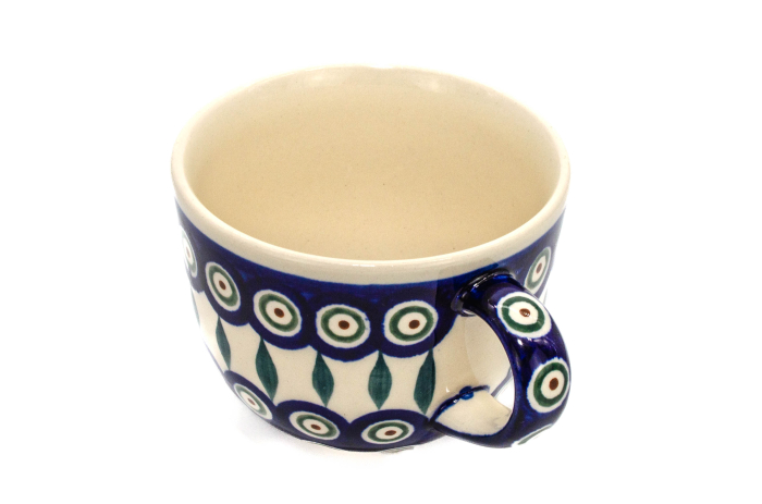 Cana pentru cafea Peacock Tear Drops, ceramica smaltuita, pictata manual, 350 ml [5]