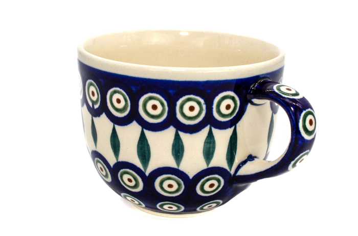Cana pentru cafea Peacock Tear Drops, ceramica smaltuita, pictata manual, 350 ml [3]