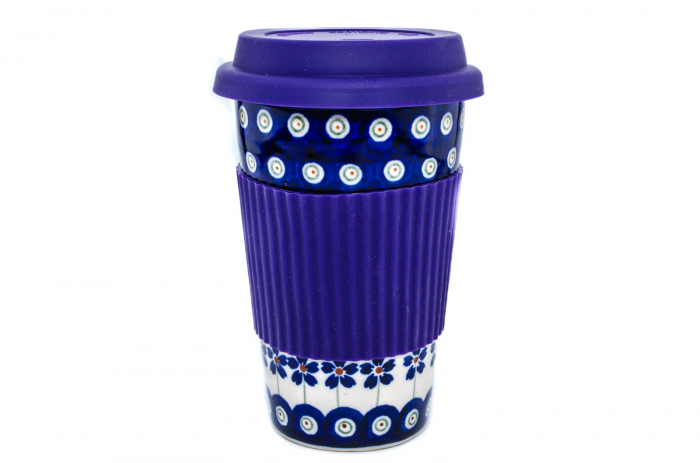 Cana termica Floral Peacock, ceramica smaltuita, pictata manual [2]
