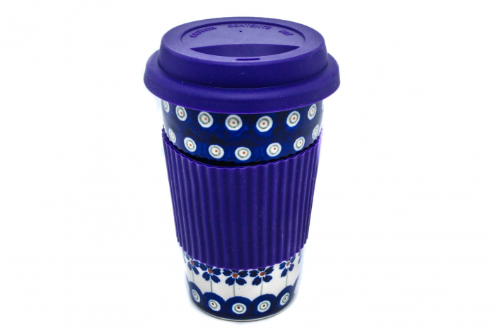 Cana termica Floral Peacock, ceramica smaltuita, pictata manual [4]