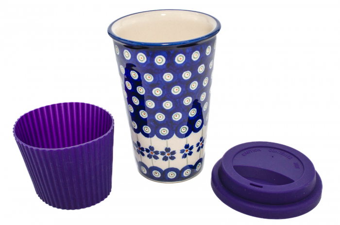 Cana termica Floral Peacock, ceramica smaltuita, pictata manual [5]