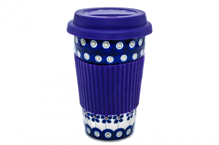 Cana termica Floral Peacock, ceramica smaltuita, pictata manual [3]