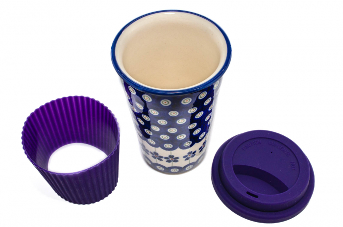 Cana termica Floral Peacock, ceramica smaltuita, pictata manual [6]