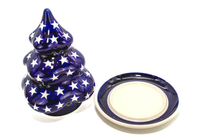 Candela ceramica bradut cu farfurie Stars, ceramica smaltuita, pictata manual, 16,2 x 12,0 cm [4]