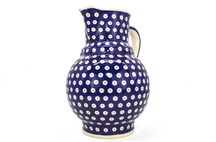 Carafa ceramica smaltuita pentru apa / limonada / vin Blue Eyes, pictata manual, 1,75 L [7]