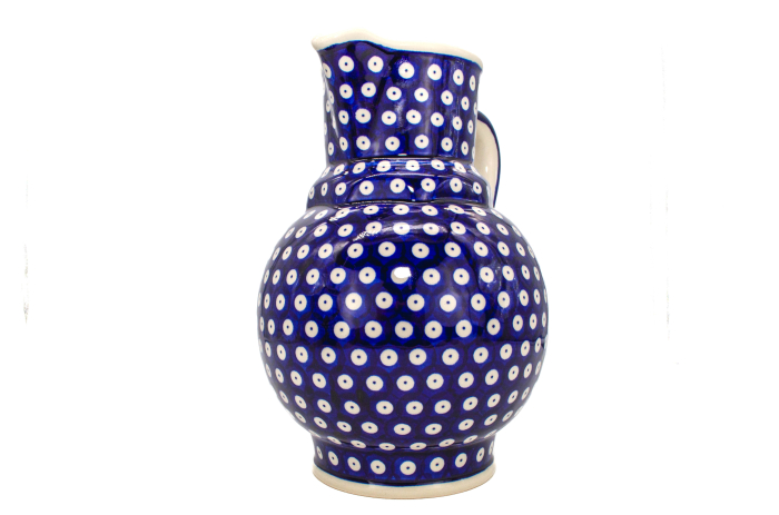 Carafa ceramica smaltuita pentru apa / limonada / vin Blue Eyes, pictata manual, 1,75 L [5]