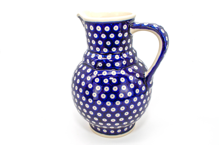 Carafa ceramica smaltuita pentru apa / limonada / vin Blue Eyes, pictata manual, 1,75 L [3]