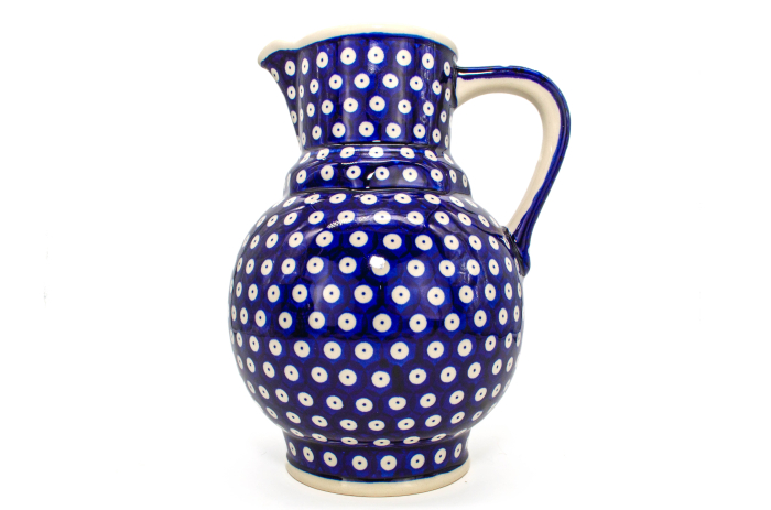 Carafa ceramica smaltuita pentru apa / limonada / vin Blue Eyes, pictata manual, 1,75 L [6]