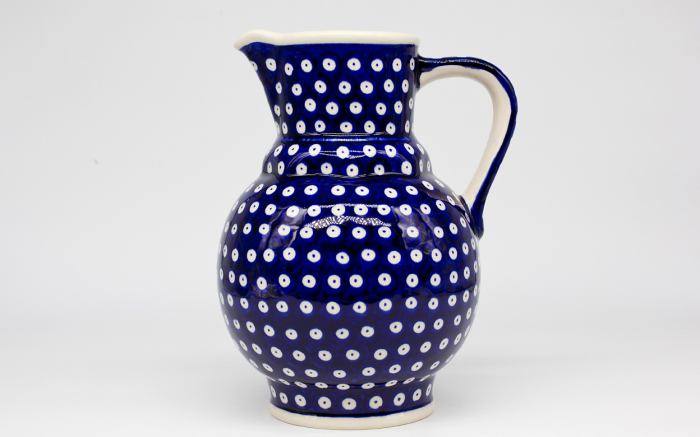 Carafa ceramica smaltuita pentru apa / limonada / vin Blue Eyes, pictata manual, 1,75 L [2]