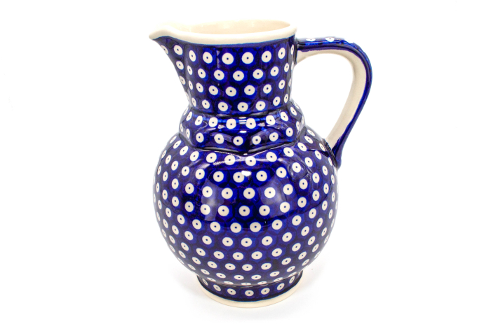 Carafa ceramica smaltuita pentru apa / limonada / vin Blue Eyes, pictata manual, 1,75 L [4]