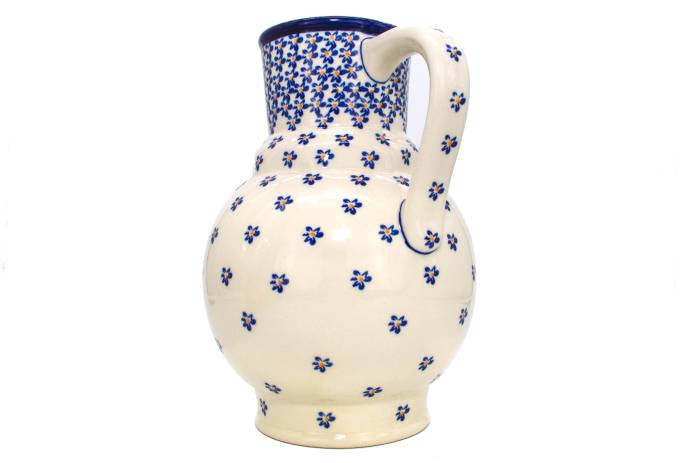 Carafa ceramica smaltuita pentru apa / limonada/ vin Blue Field, pictata manual, 1,75 L [8]