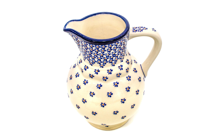 Carafa ceramica smaltuita pentru apa / limonada/ vin Blue Field, pictata manual, 1,75 L [3]