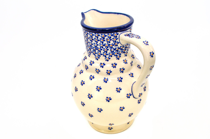 Carafa ceramica smaltuita pentru apa / limonada/ vin Blue Field, pictata manual, 1,75 L [2]