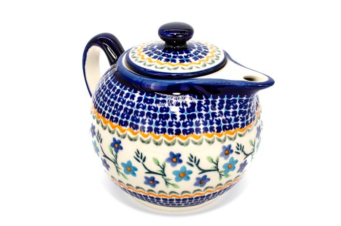 Ceainic Basket of Blue, ceramica smaltuita, pictat manual, 1 L [4]