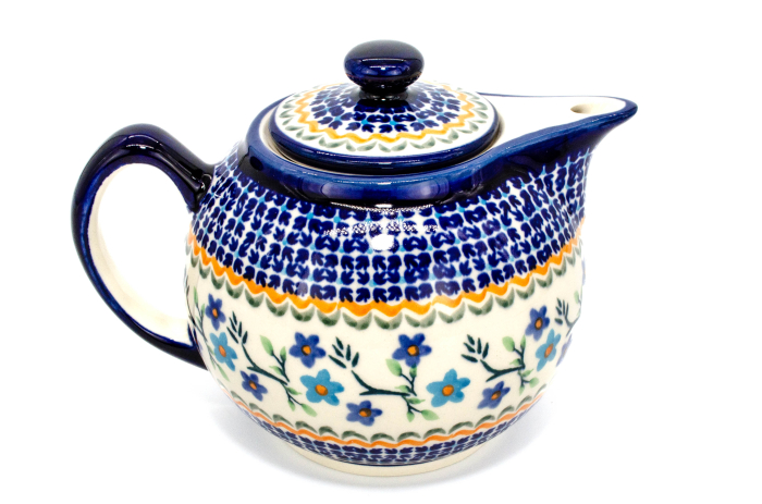 Ceainic Basket of Blue, ceramica smaltuita, pictat manual, 1 L [5]