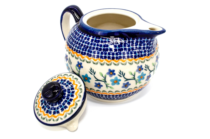 Ceainic Basket of Blue, ceramica smaltuita, pictat manual, 1 L [3]