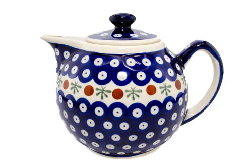 Ceainic Blue Eyes Festive, ceramica smaltuita, pictat manual, 1 L [4]