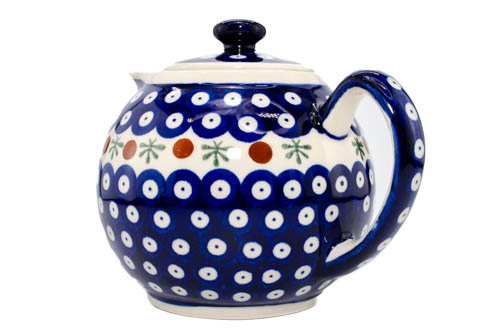 Ceainic Blue Eyes Festive, ceramica smaltuita, pictat manual, 1 L [3]