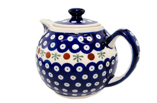 Ceainic Blue Eyes Festive, ceramica smaltuita, pictat manual, 1 L [2]