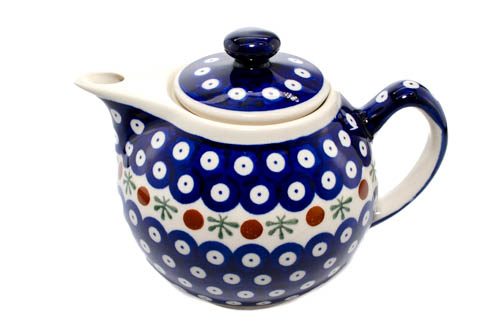 Ceainic Blue Eyes Festive, ceramica smaltuita, pictat manual, 1 L [5]