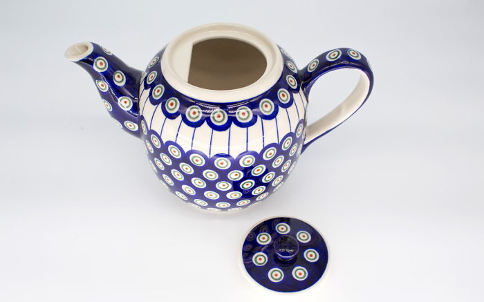 Ceainic cu capac Peacock Eyes, din ceramica smaltuita, pictat manual, 1,5 L [3]