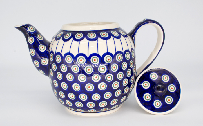 Ceainic cu capac Peacock Eyes, din ceramica smaltuita, pictat manual, 1,5 L [4]