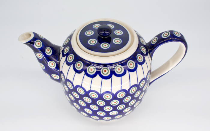 Ceainic cu capac Peacock Eyes, din ceramica smaltuita, pictat manual, 1,5 L [2]