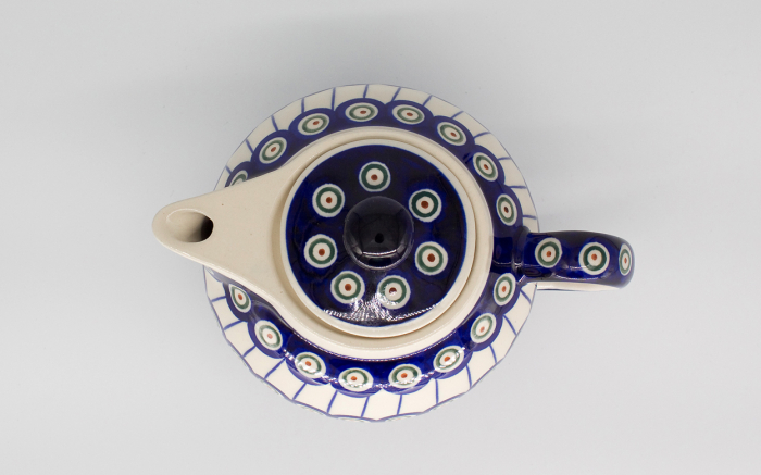 Ceainic cu capac Peacock Eyes, din ceramica smaltuita, pictat manual, 1,5 L [5]
