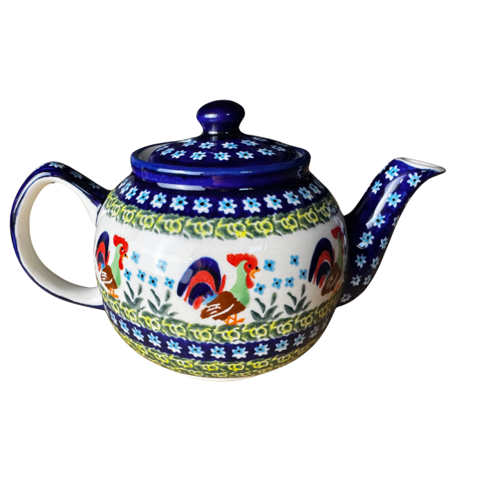 Ceainic cu capac, Vintage Rooster, ceramica smaltuita, pictat manual, 1,0 L [6]