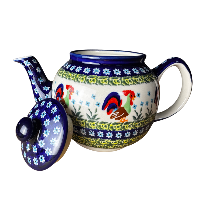 Ceainic cu capac, Vintage Rooster, ceramica smaltuita, pictat manual, 1,0 L [5]