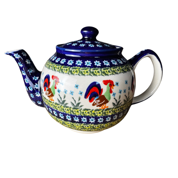 Ceainic cu capac, Vintage Rooster, ceramica smaltuita, pictat manual, 1,0 L [4]