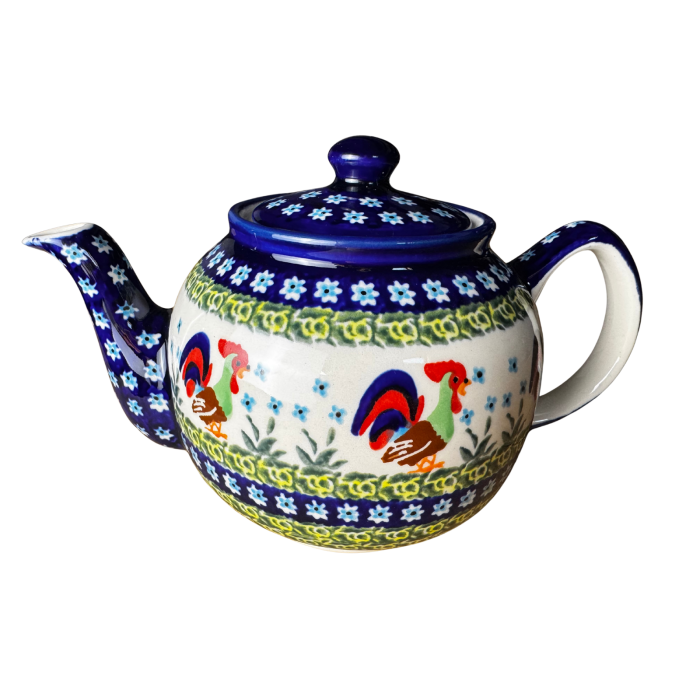 Ceainic cu capac, Vintage Rooster, ceramica smaltuita, pictat manual, 1,0 L [7]
