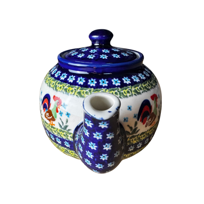 Ceainic cu capac, Vintage Rooster, ceramica smaltuita, pictat manual, 1,0 L [2]